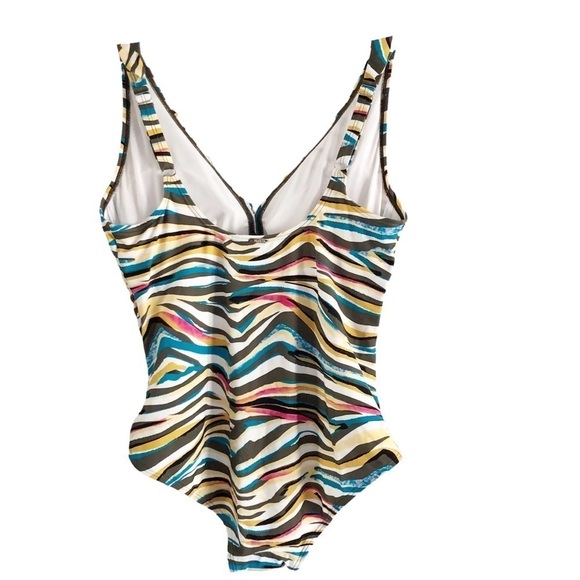 DKNY Ruffle Plunge Underwire Tummy Control One Piece Swimsuit Size 18 NWT - Picture 5 of 15
